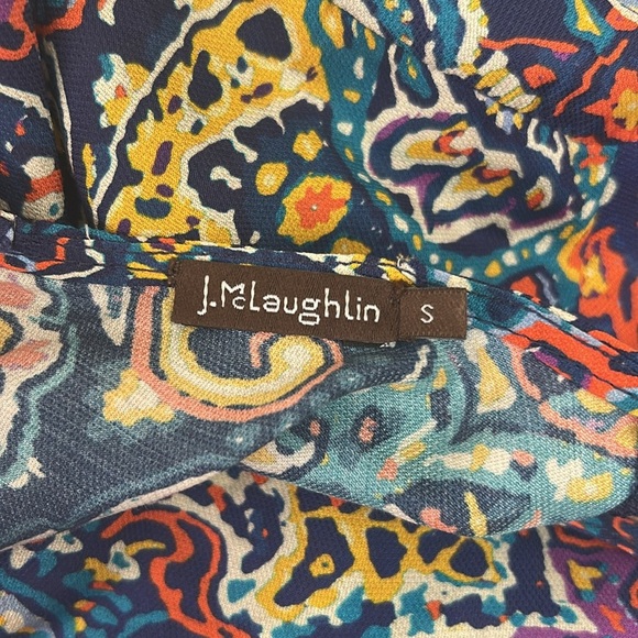 J. McLaughlin Lorinda Silk Modal Long Sleeve Button Back Blouse Garden Paisley S - Picture 6 of 14